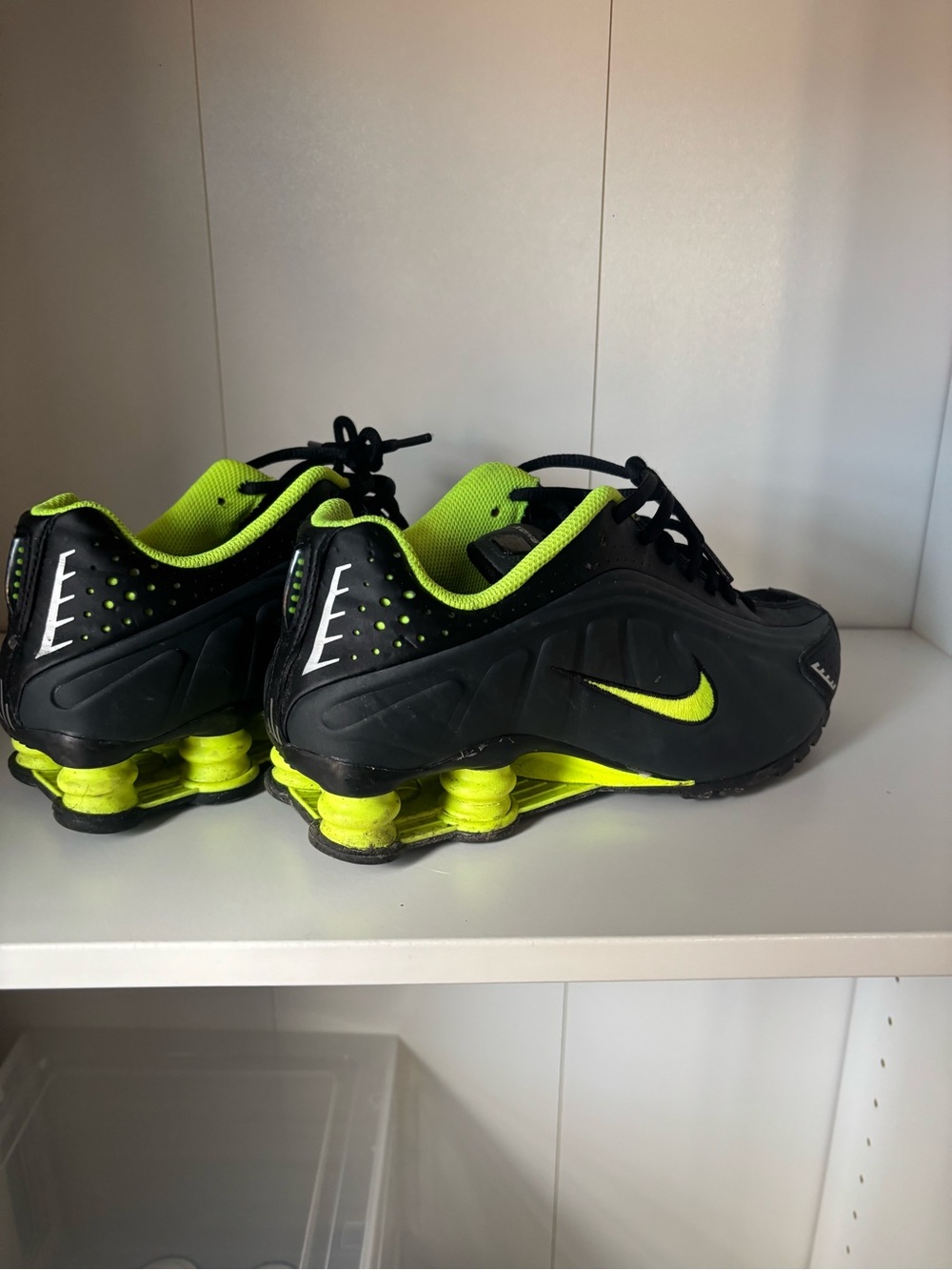 Nike Kids Black and Neon Yellow Shox Sneakers